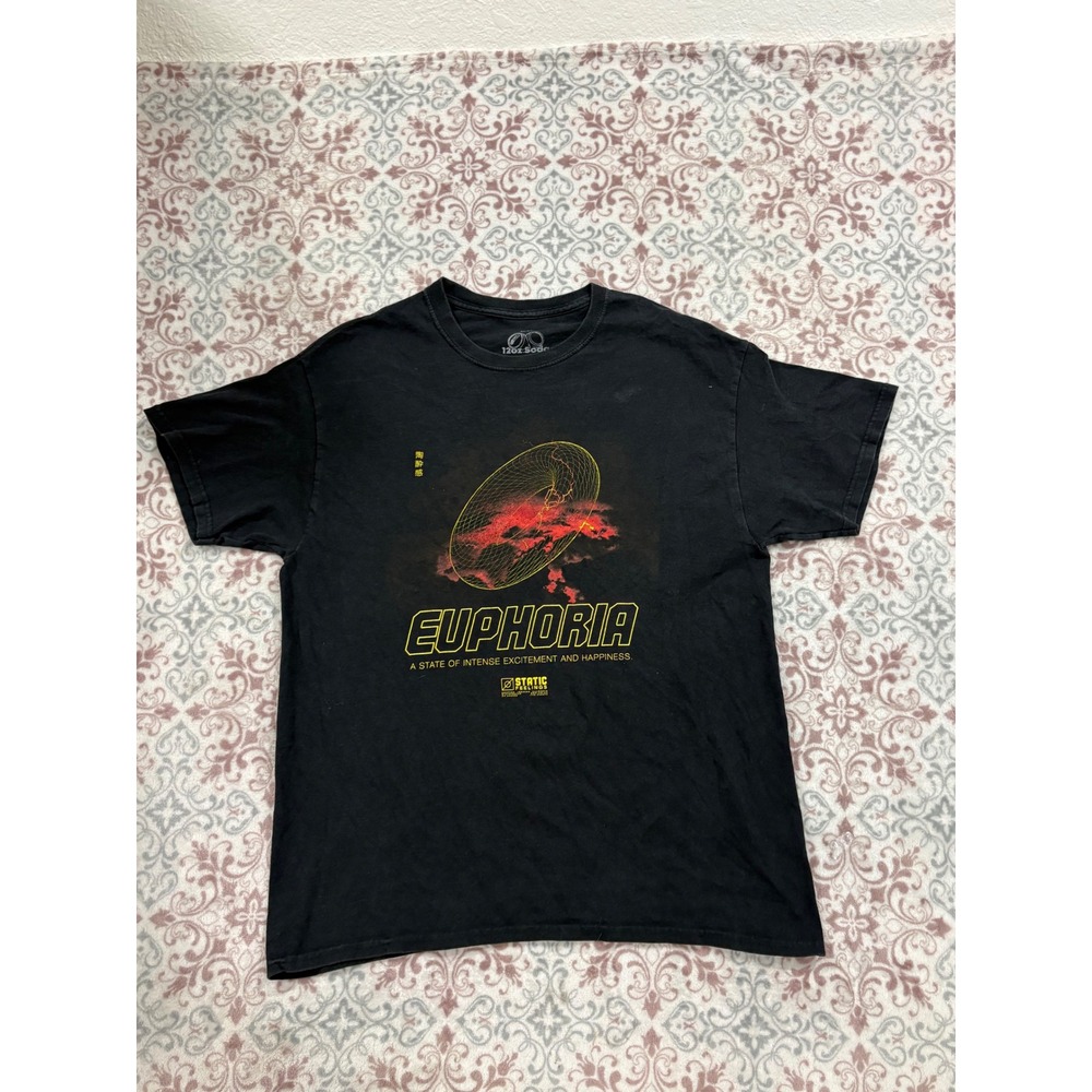 12oz Soda Euphoria Graphic Tee Mens Large Black Static Feelings T-Shirt